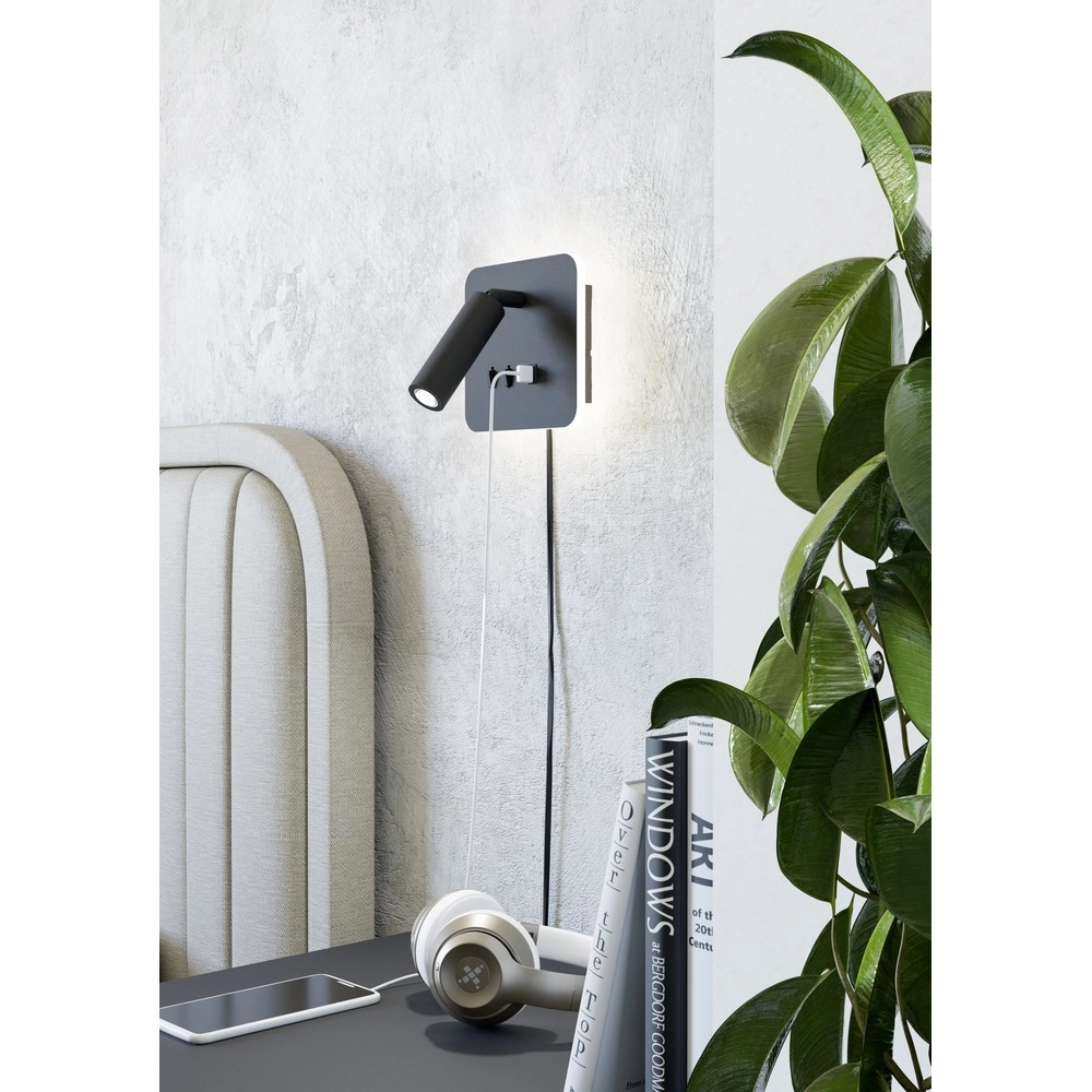 Nachttischlampe Fanzarotta 1 Schwarzes Quadrat Eglo 9008606356836