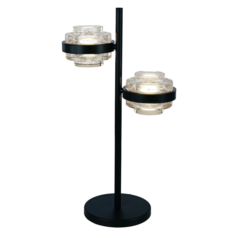 Tischlampe Dynasty schwarzes 2-flammiges Klarglas Highlight 8718379044540