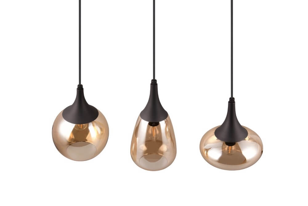 Hängelampe mit 3 Leuchten Lumina mit Braunglas Trio 4017807597080