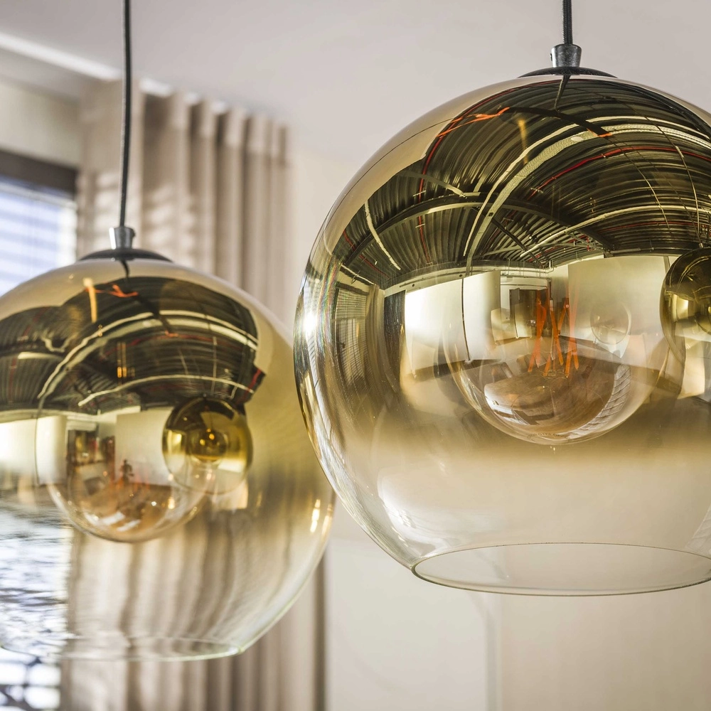 3L-Pendelleuchte Bubble mit goldverblasstem Glas Lyora 8716803511200