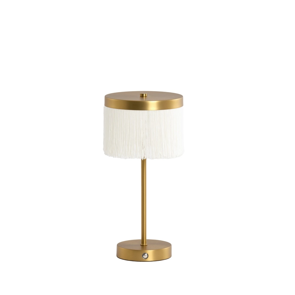 Wiederaufladbare Tischlampe Diny Gold mit Weiß
