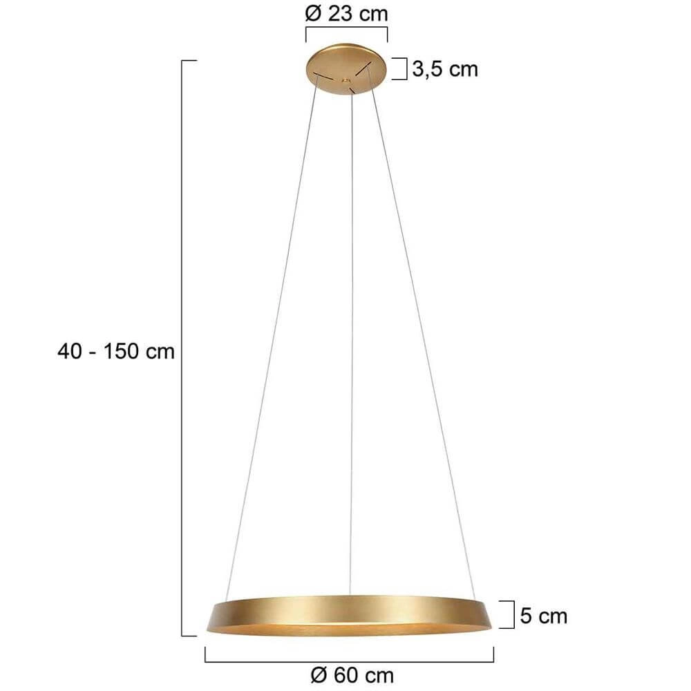 Schlanke Pendelleuchte Ringlux gold Ø 60cm Steinhauer 8712746171969