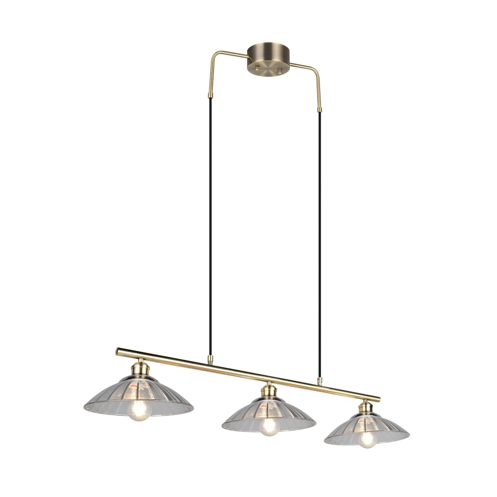 Klassische Pendellampe Eluna 3-Licht alte Messing Trio 4017807682526