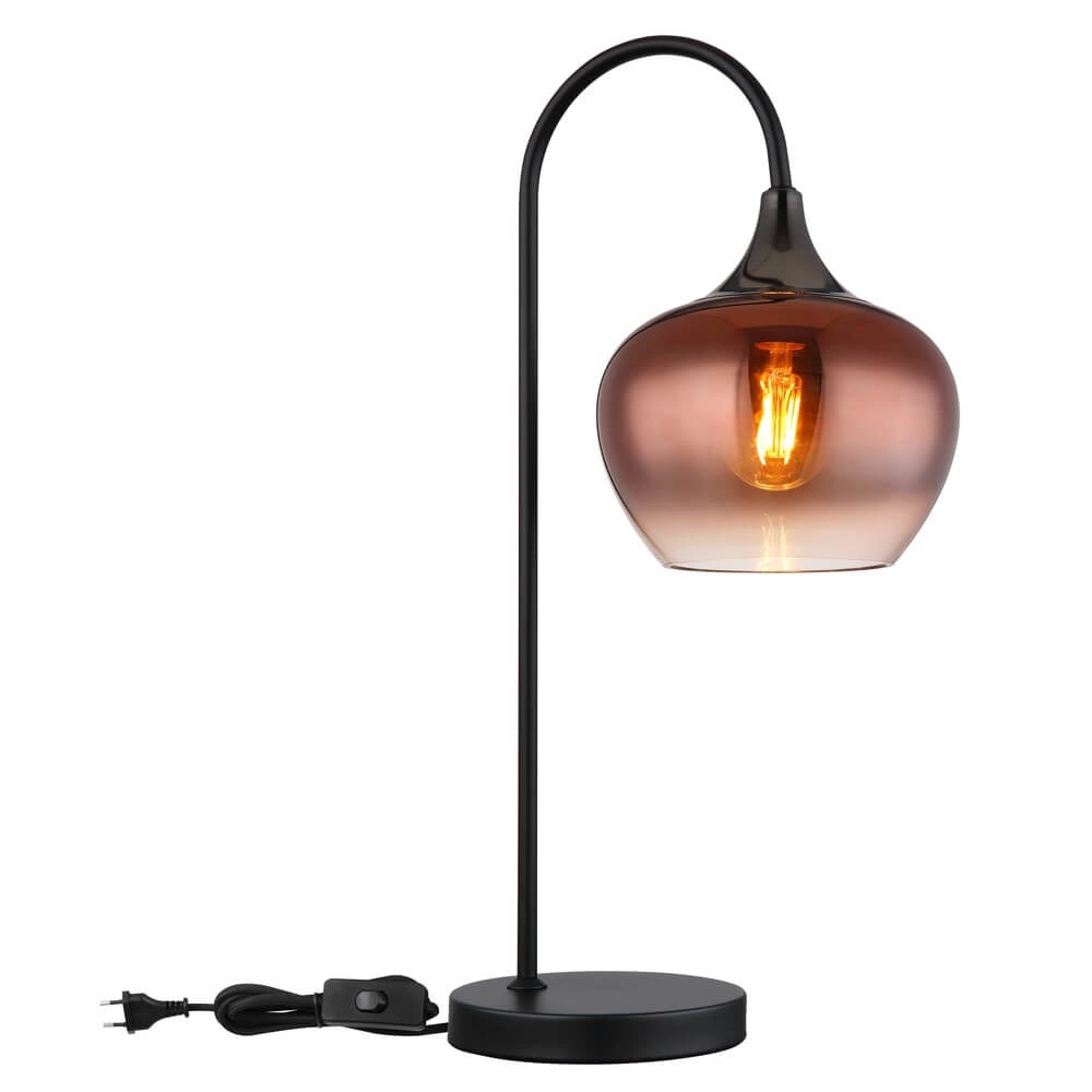 Schwarze Tischleuchte Maxy mit rotem Glas einzeln Globo 9007371456987