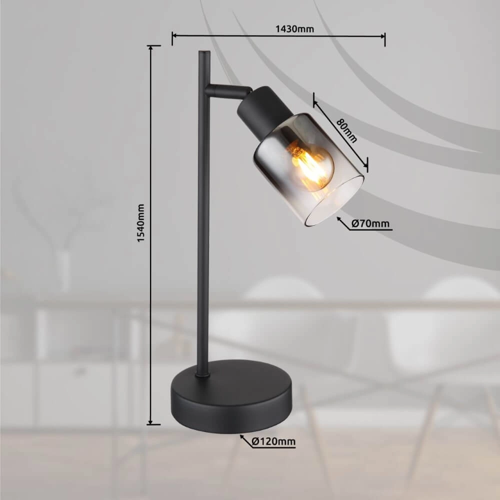 Tischlampe Hubertus mit Rauchglas Globo 9007371446025