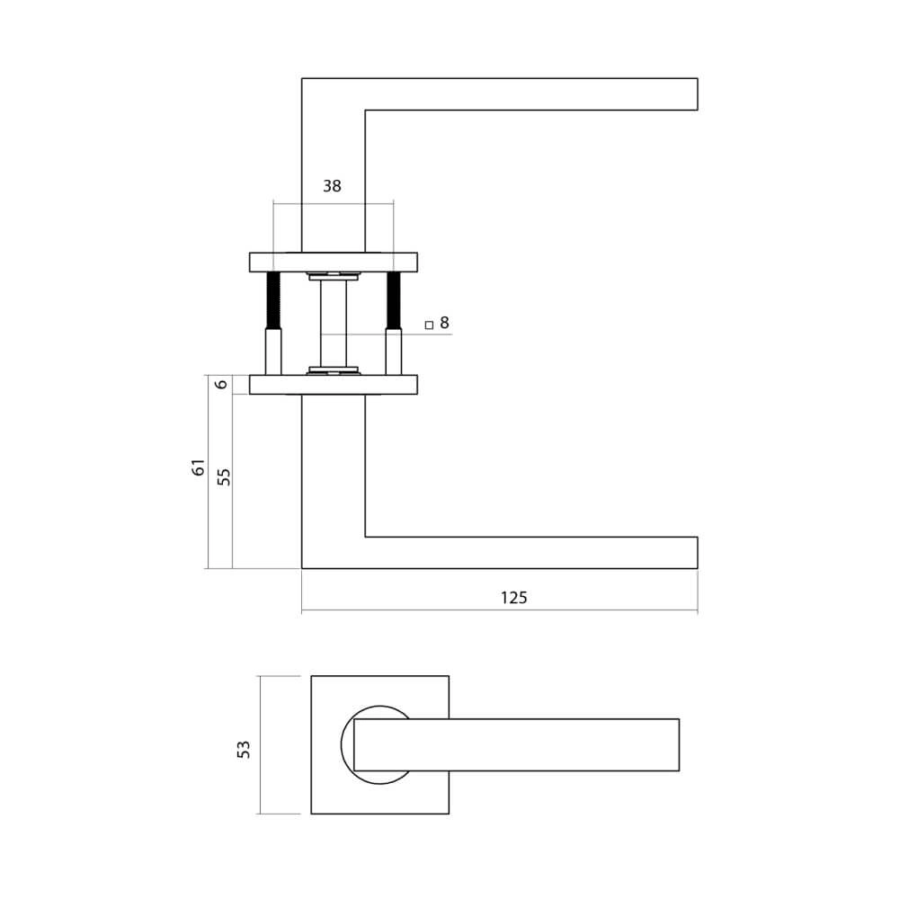 Türklinke Q 05 auf quadratischer Rosette anthrazit Intersteel 8714186695524