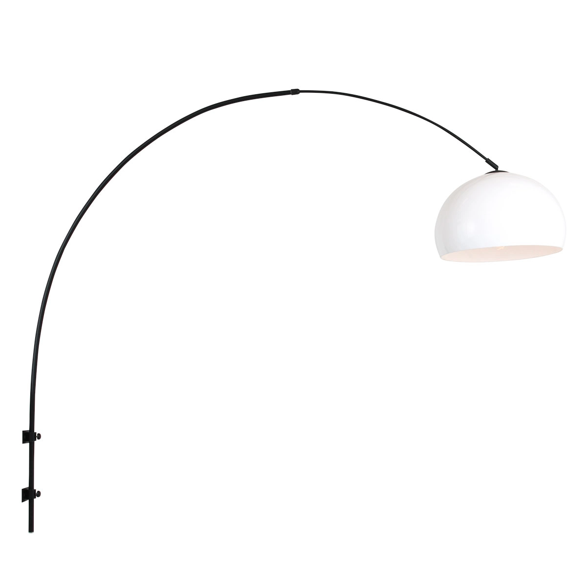 Wandbogenlampe Sparkled schwarz mit weißer Kapuze