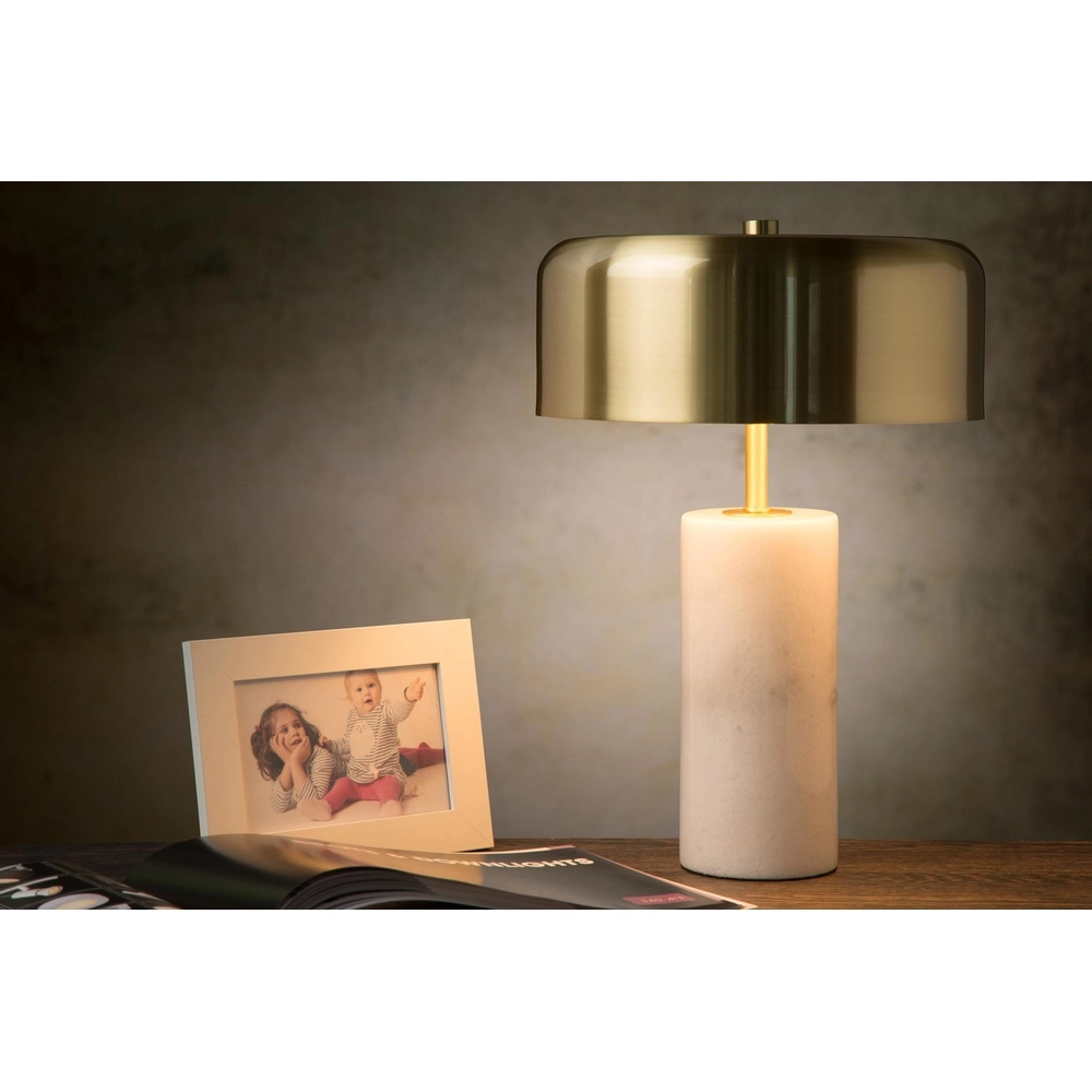 Tischlampe Mirasol Weiß mit Gold Lucide 5411212343406