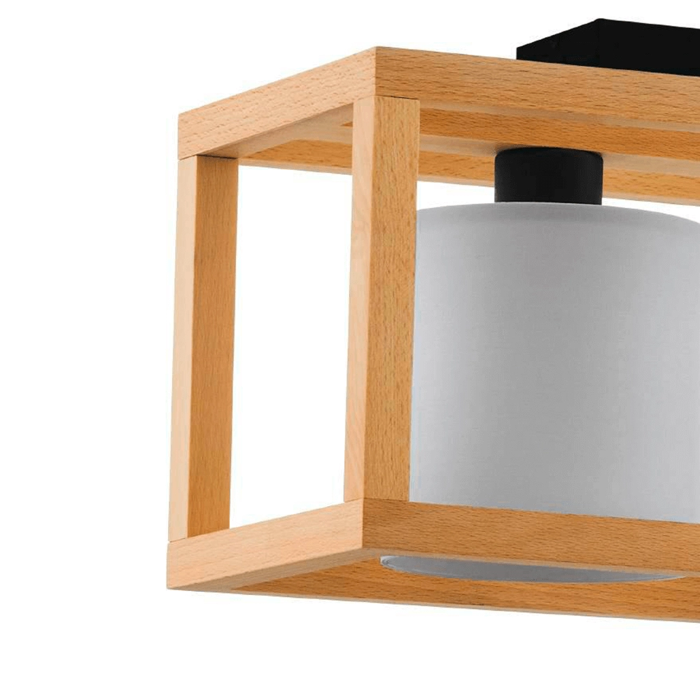 Deckenleuchte aus Holz Granados 3-flammig mit weißem Schirm Stars of Light 9008606223602