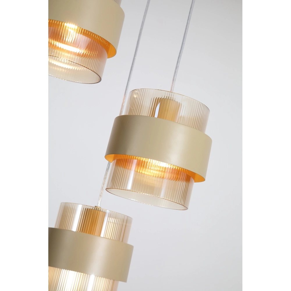 Pendelleuchte Royal 3-hell sandbraun Searchlight 5053423296784
