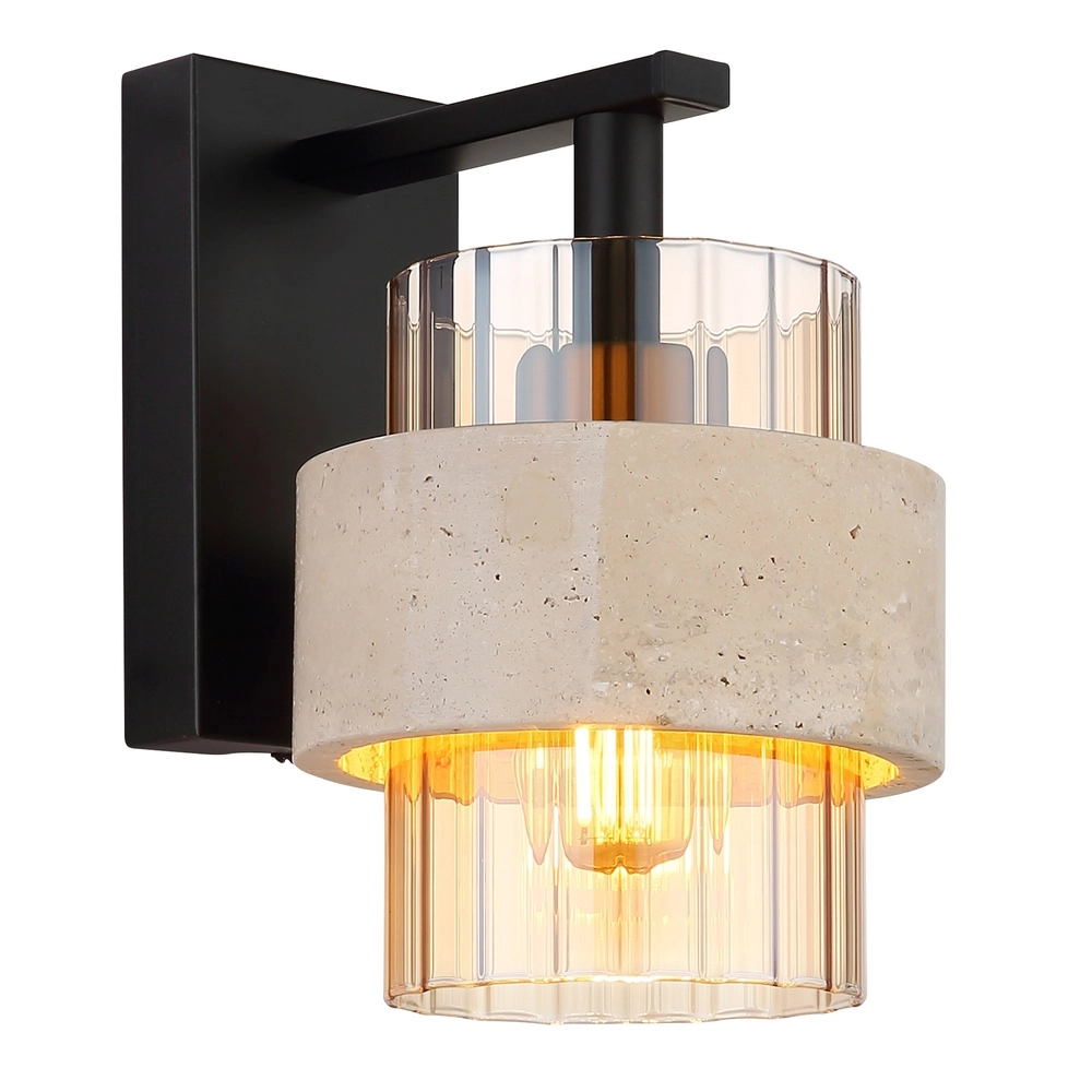 Wandlampe Daren Schwarz mit Marmor