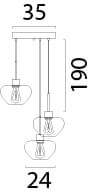 3-flammige Pendelleuchte Genua braun mit 3x Goldglas Ø 24cm Masterlight 8718121357041