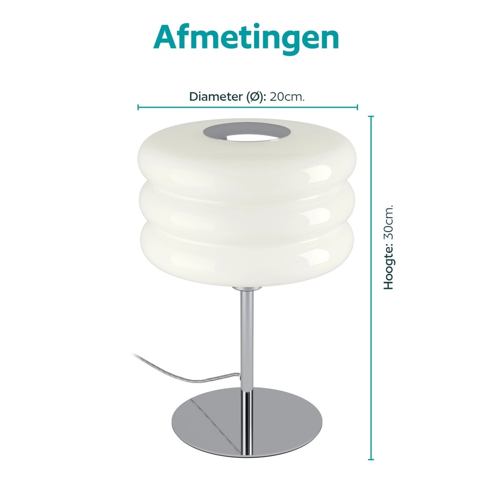 Design-Tischlampe Tortora Chrom mit weißem Ø 20 cm