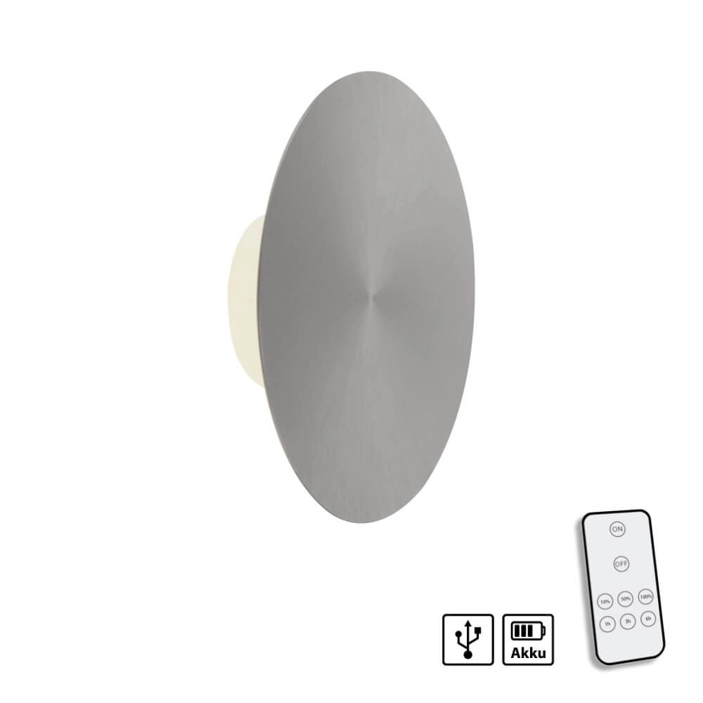 Design-Wandleuchte Akku Puntua Ø 25cm grau Paul Neuhaus 4012248372517