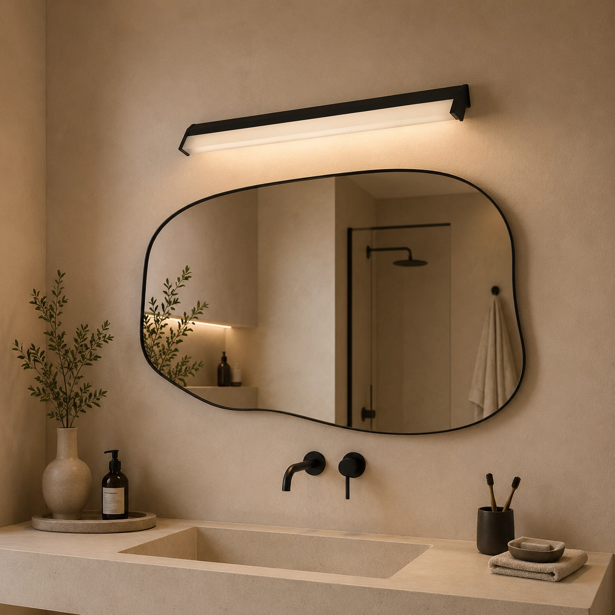 Spiegel Wandleuchte Mirror 88 cm schwarz