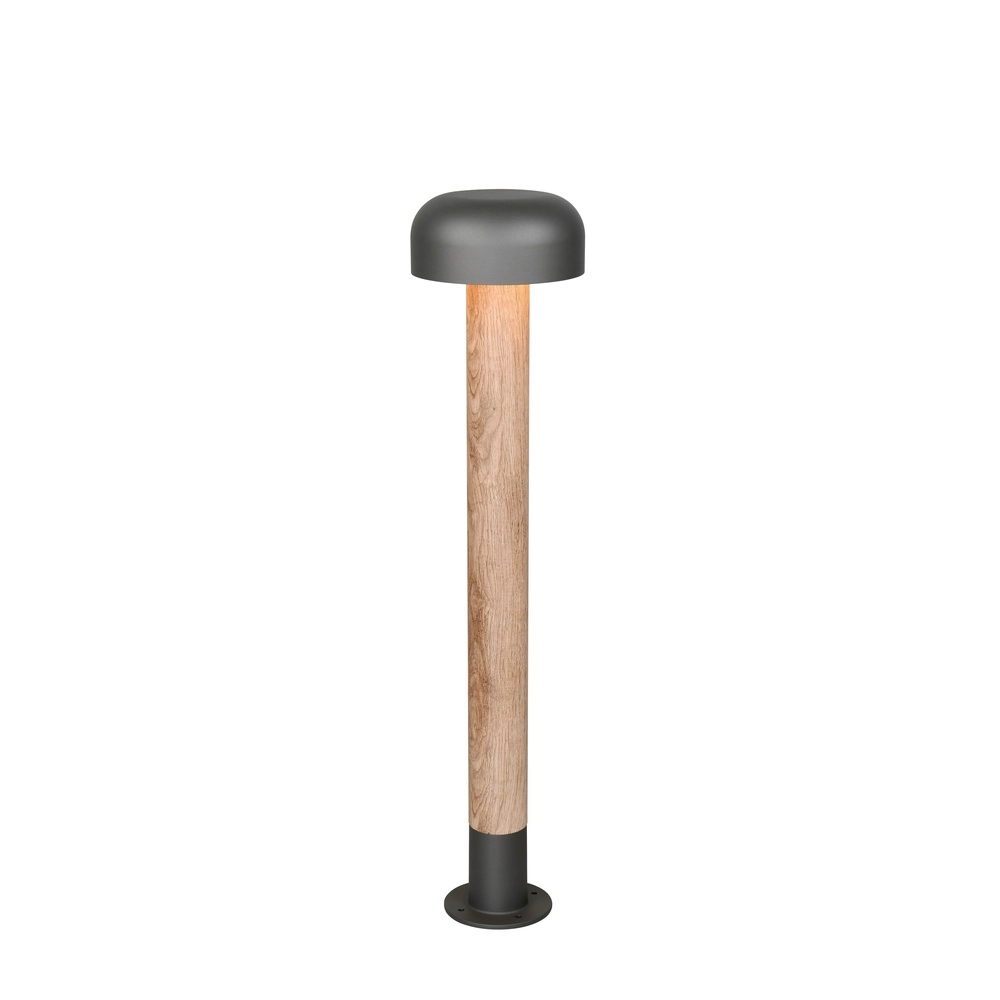 Gartenleuchte Fraser grau mit Holz 84,5cm