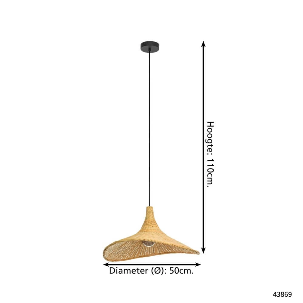 Hängelampe aus Korbgeflecht Haxey Ø 50cm Eglo 9002759438692