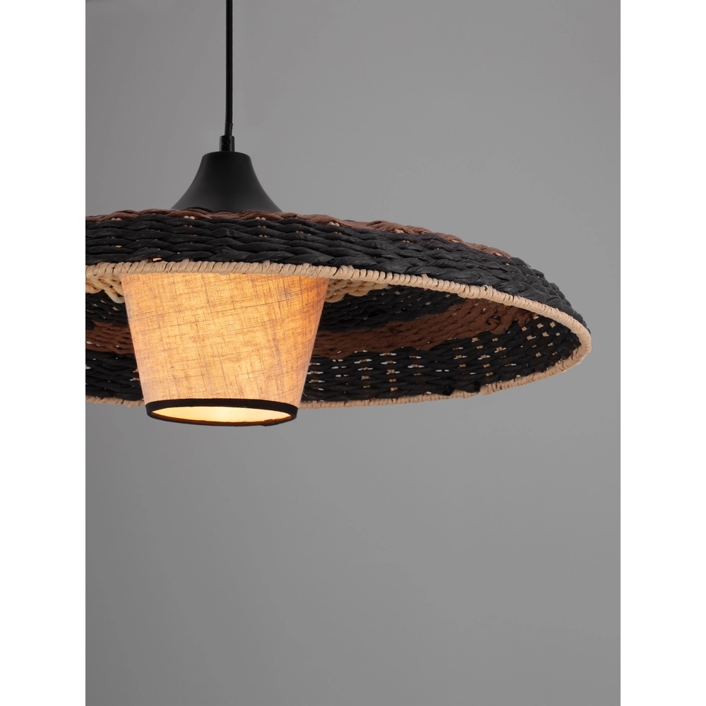 Pendelleuchte Capa schwarz mit Rattan Lyora 5212017452917