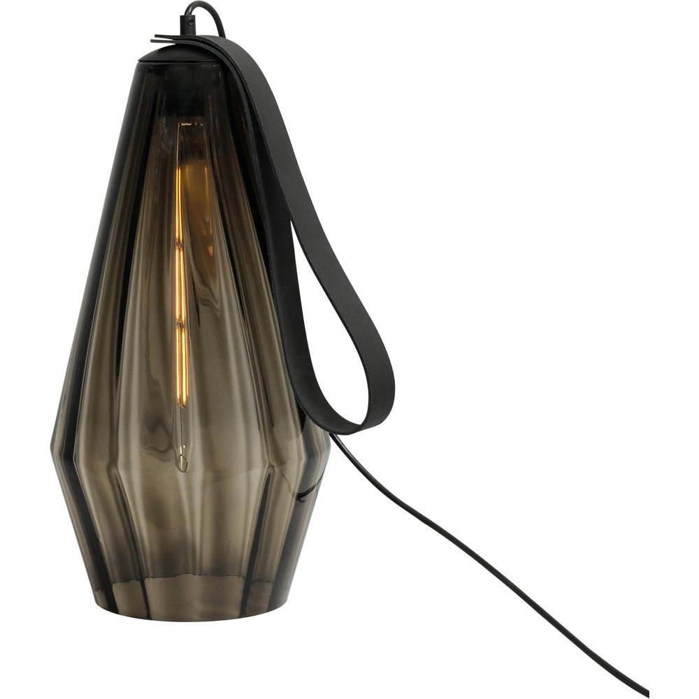 Tischlampe schwarz Diamond 40cm mit Rauchglas