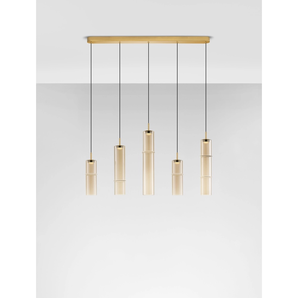 Einzigartige Pendelleuchte Sano Gerades 5-helles Gold Lyora 5212017474087