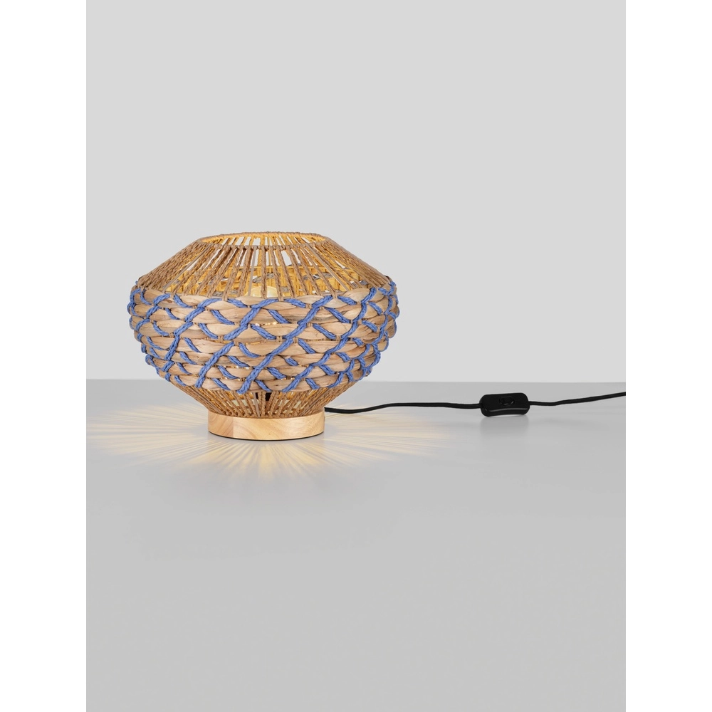 Tischlampe Mapi Ø 31cm blau mit braun