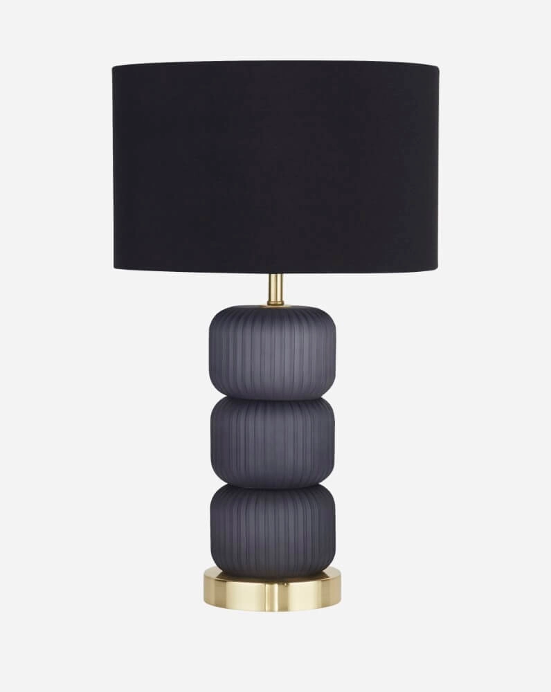 Tischlampe Tablu Blau und Gold mit schwarzem Farbton