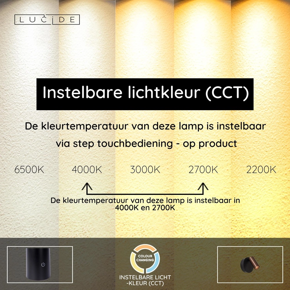 Wiederaufladbare Wandlampe Toni Magnetischer Kaffeebraun Lucide 5411212290557