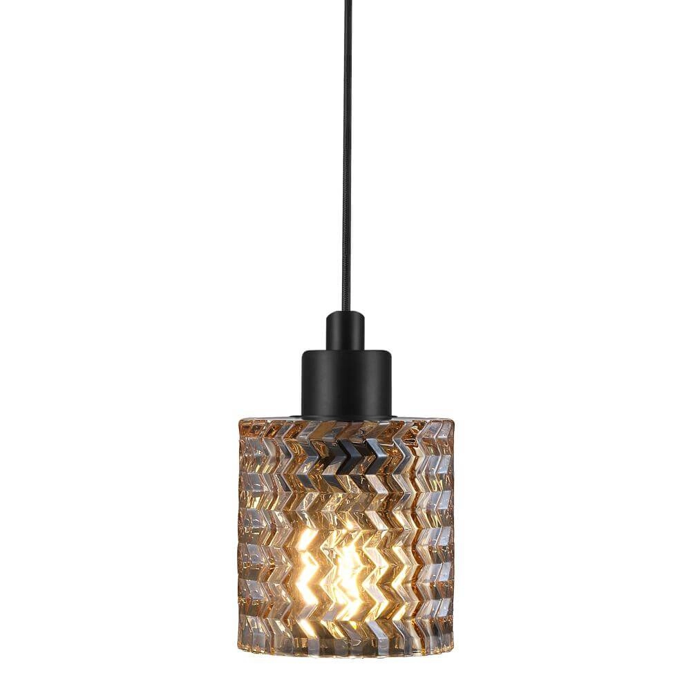 Pendelleuchte Hollywood schwarz mit Braunglas