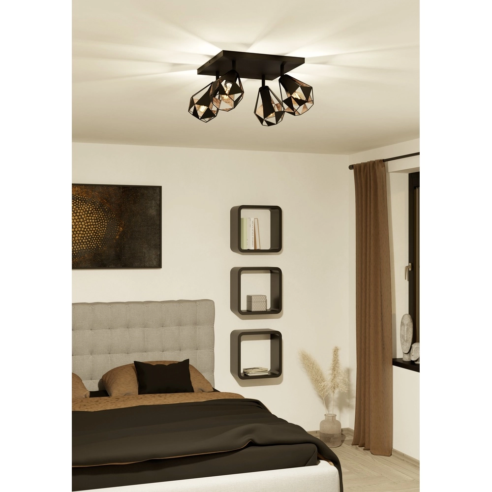 Schwarze Deckenlampe Carlton 7 4L – mit Kupfer Eglo 9002759437183