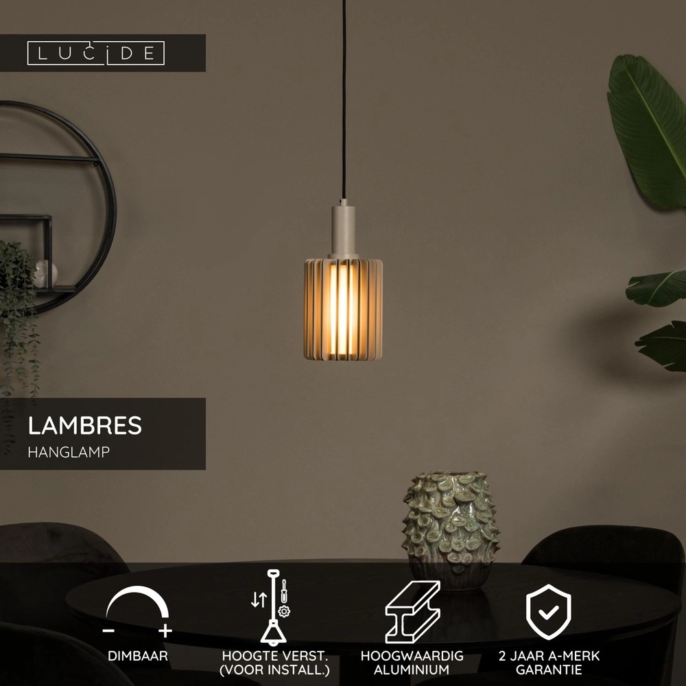 Pendellampe Lambres Ø 15 cm taupe Lucide 5411212452894