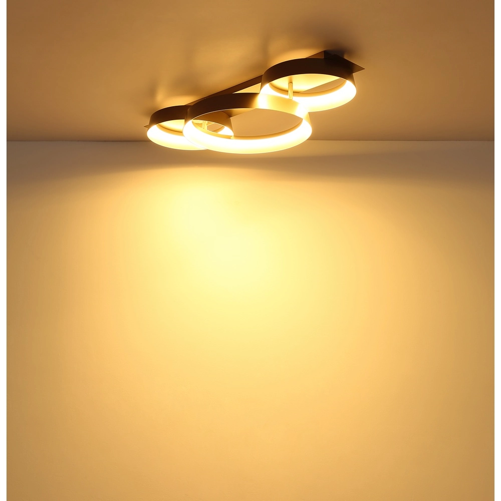 Elegante Deckenlampe Syrakus Kaffeebraun 3 Ringe Globo 9007371576081