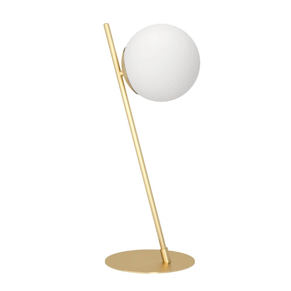 Tischlampe Rondo 4 Gold mit weißer Kugel