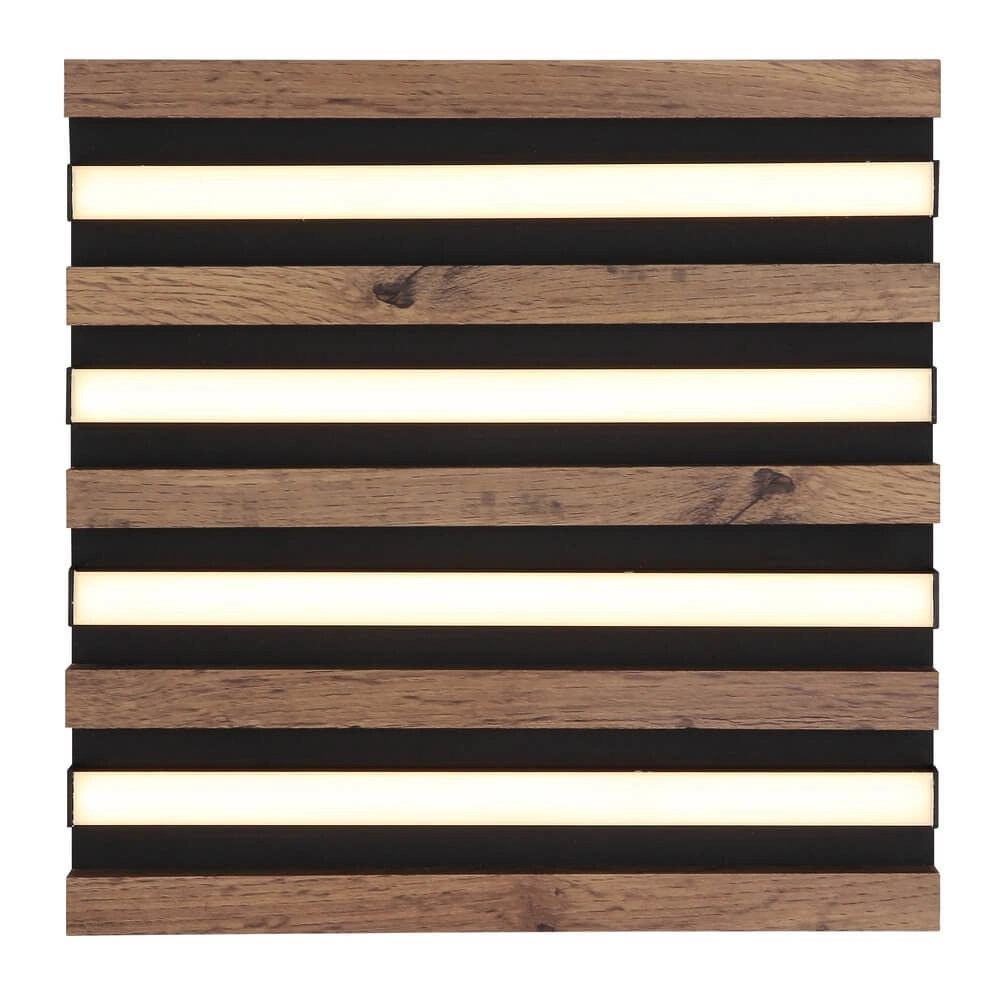 Deckenlampe Hayden schwarz mit Holz Quadrat 30cm Globo 9007371507641