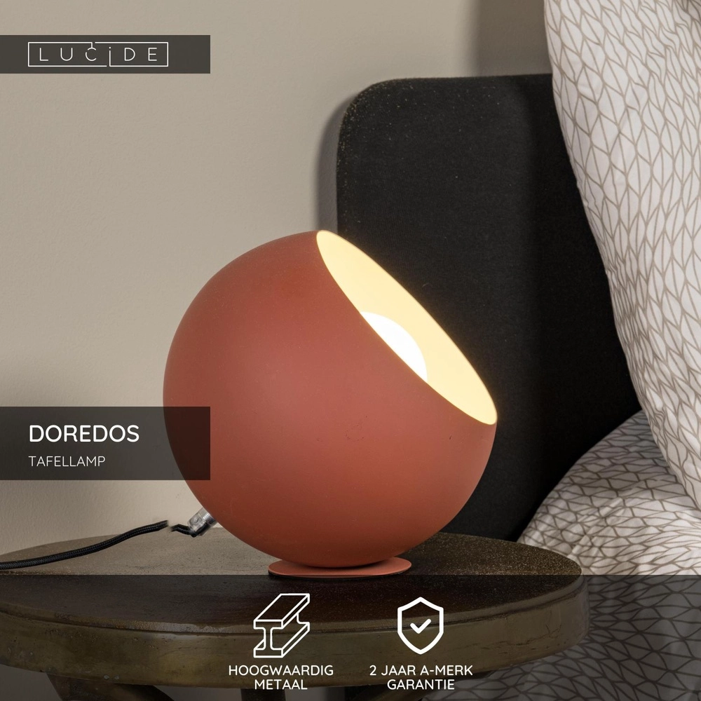 Tischlampe Doredos Ø 20 cm Terrakotta Lucide 5411212510044