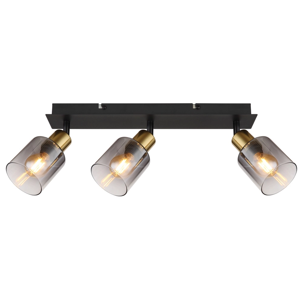 3-Licht Deckenlampe Hollsy Schwarz mit Rauchglas Globo 9007371448852