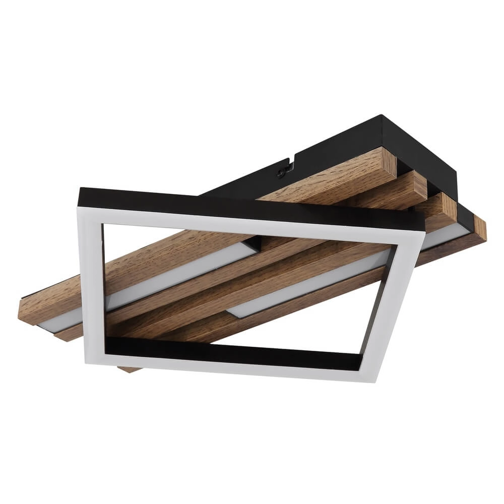 Deckenlampe Obrien schwarz mit Holz einzeln Globo 9007371509300