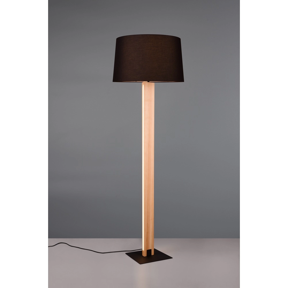 Stehlampe Rahul Design schwarz mit Holz Trio 4017807600476