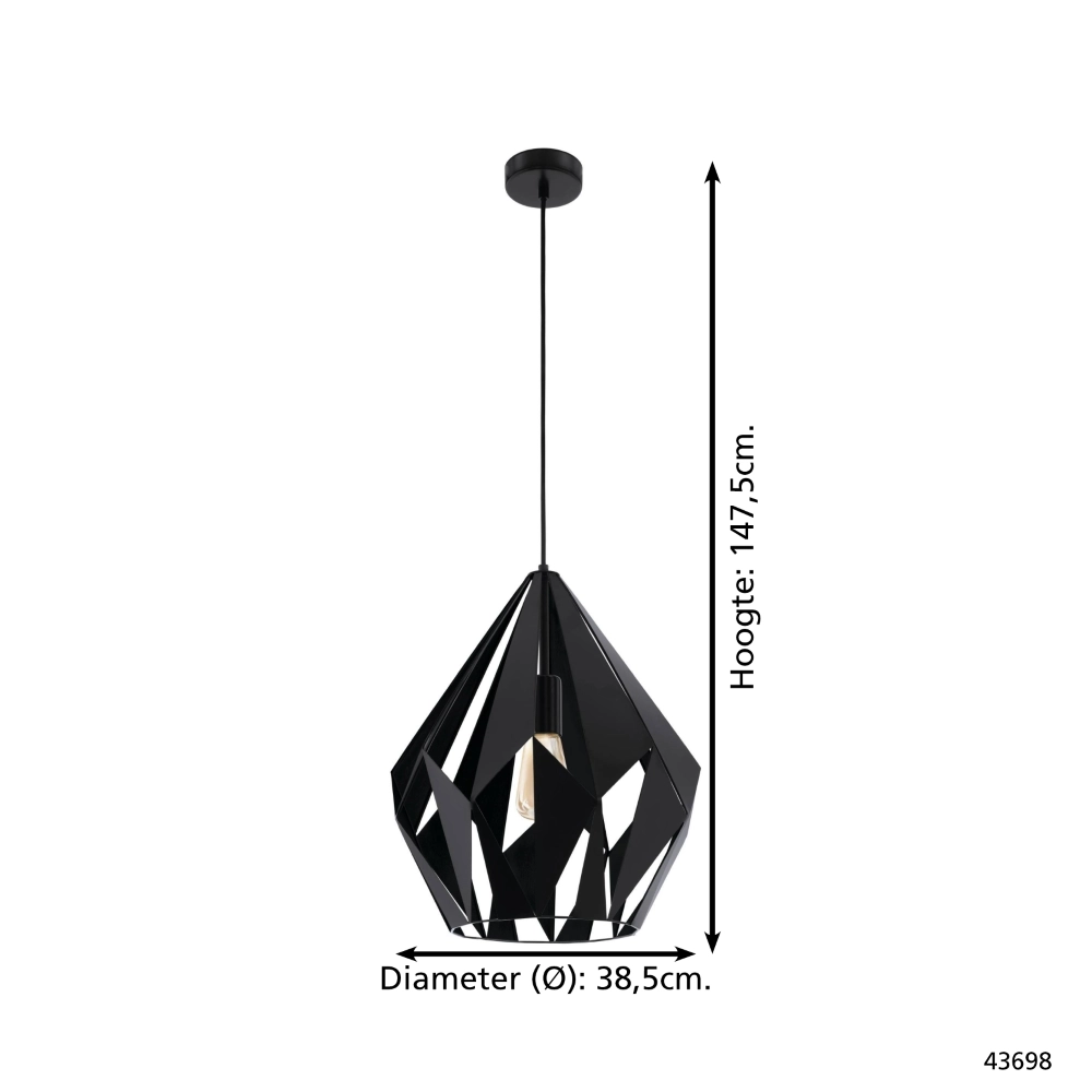 Schwarze Pendelleuchte Carlton 5 Ø 38,5cm Eglo 9002759436988