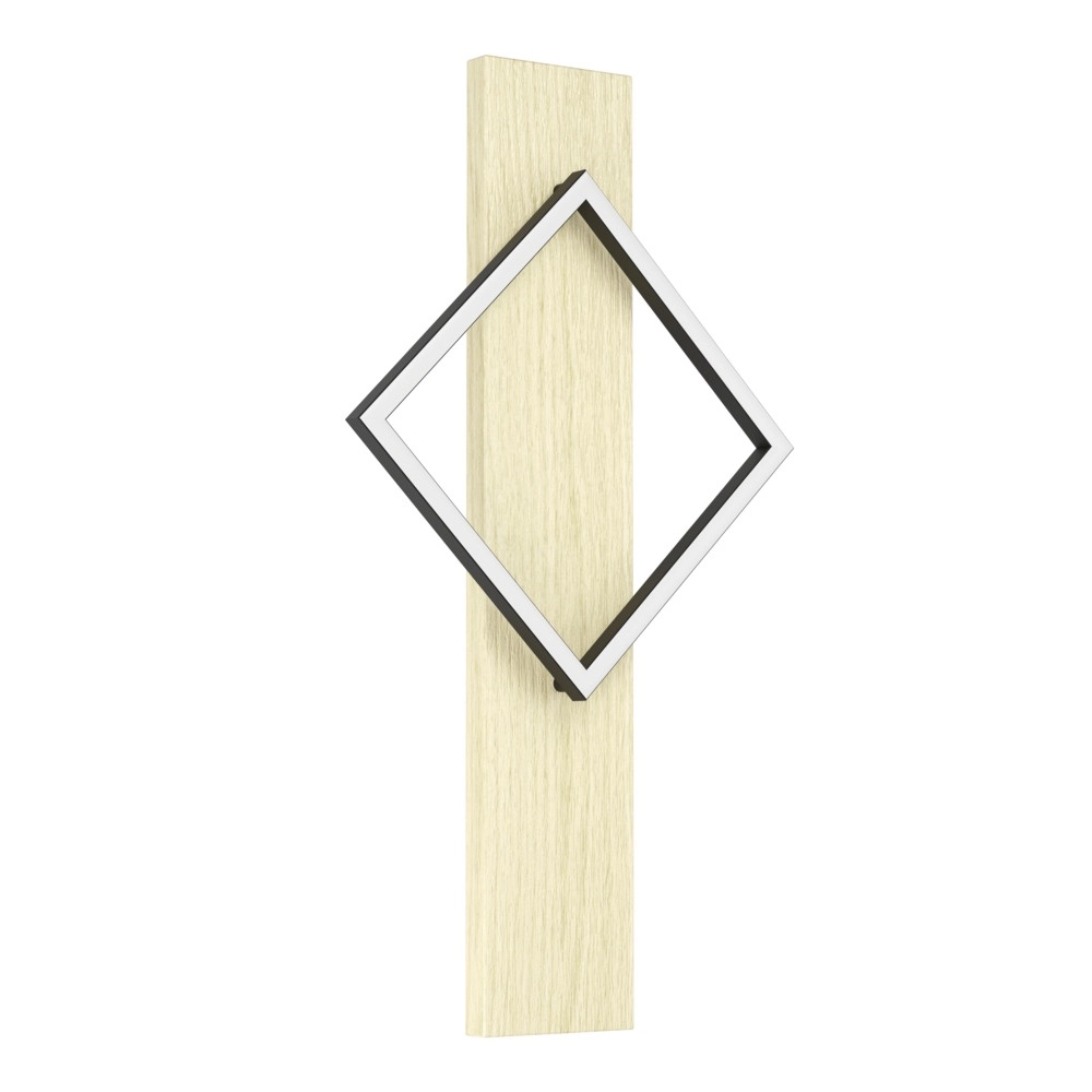 Design-Wandleuchte Boyal schwarz mit Holz