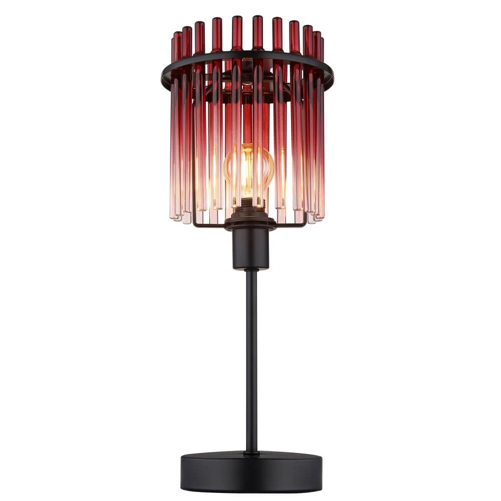 Schwarze Tischleuchte Gorley mit rotem Glas Ø 15cm Globo 9007371471959