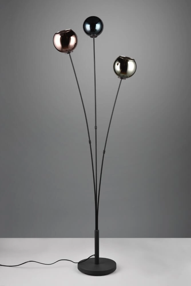 Design-Stehlampe Sheldon schwarz mit Rauchglas Trio 4017807585261