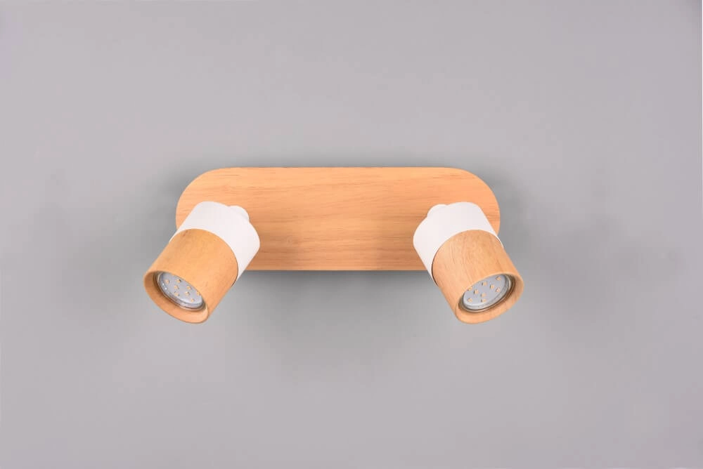 Deckenleuchte aus Holz mit Weiß Aruni 2-flammig Trio 4017807562316