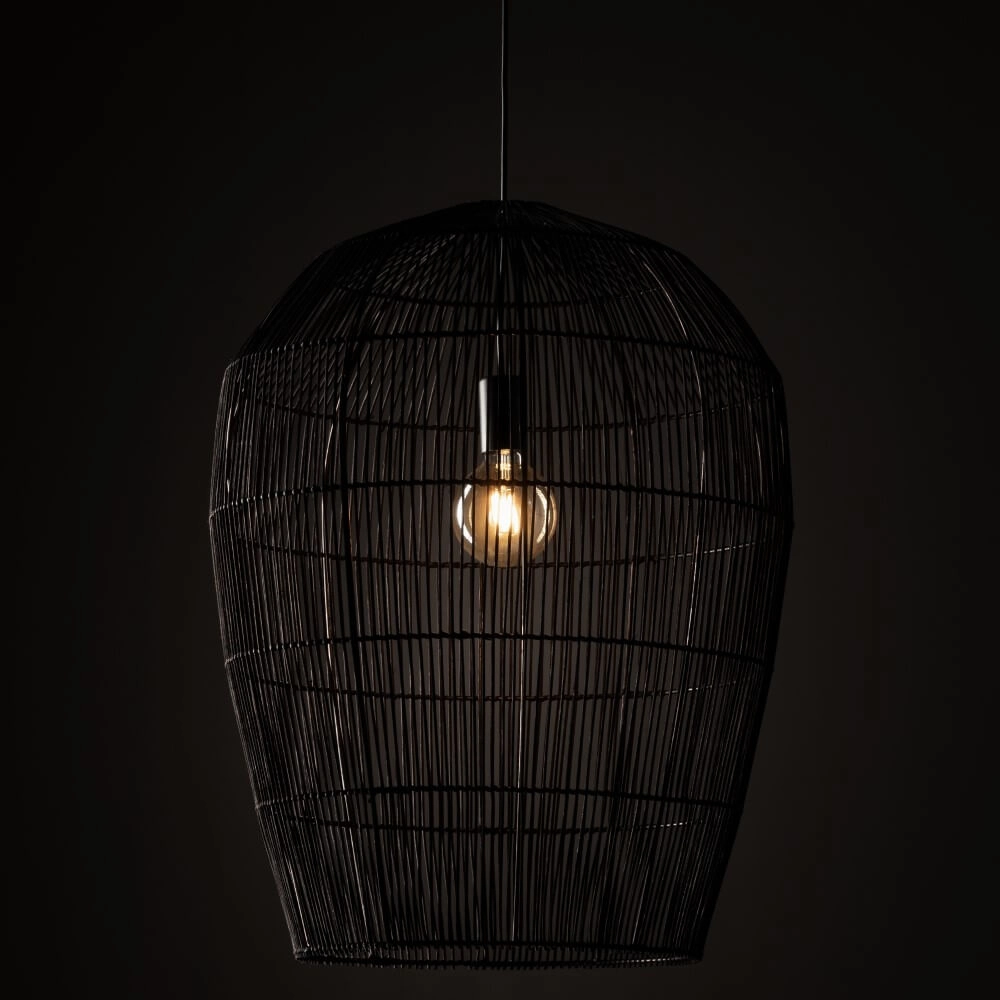 Rattan Pendelleuchte Haiti L Ø 53,5cm schwarz Lyora 5903139111683