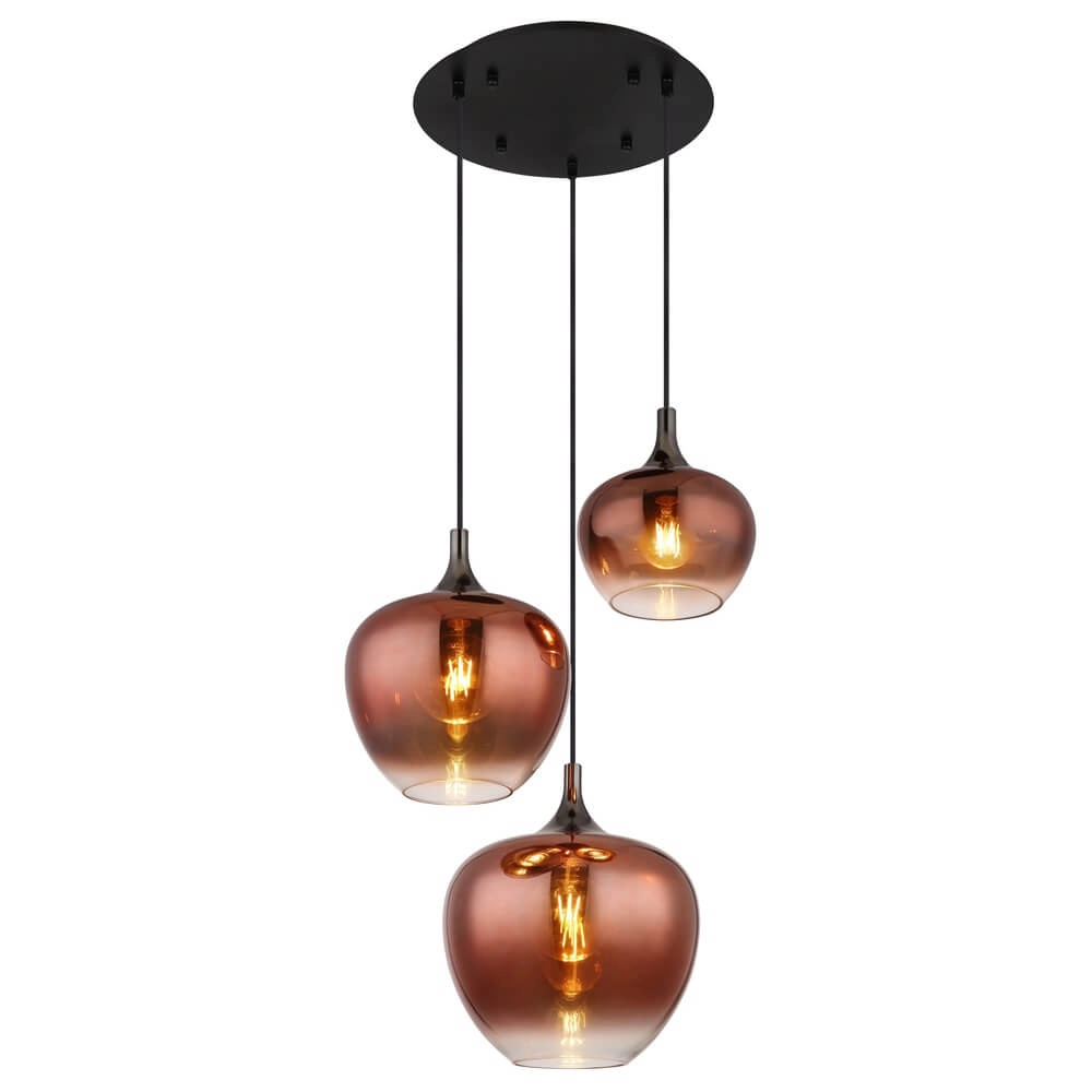 Schwarze Pendelleuchte Maxy mit rotem Glas Ø 48cm