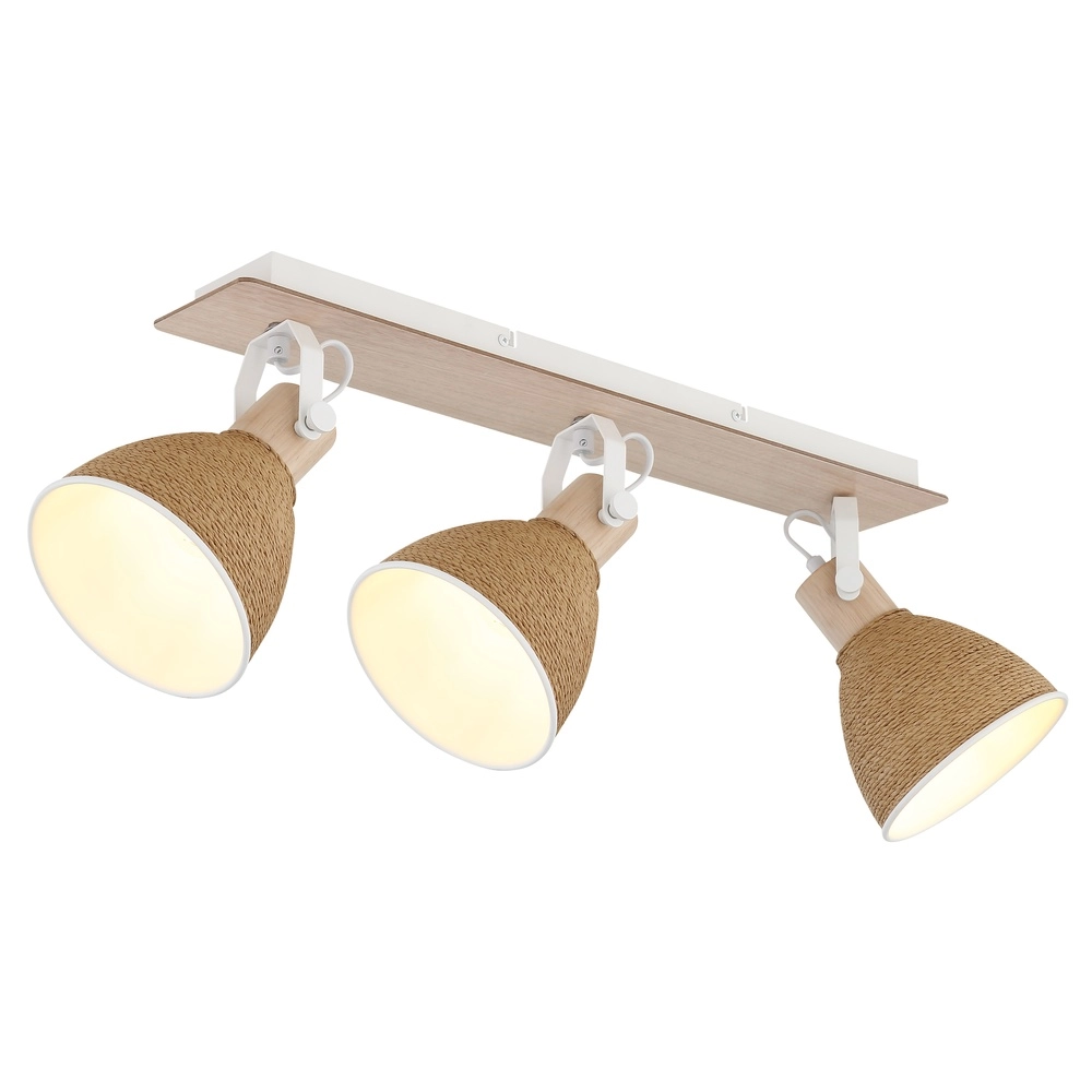 Deckenlampe Lyndon 3-Licht weiß mit Rattan