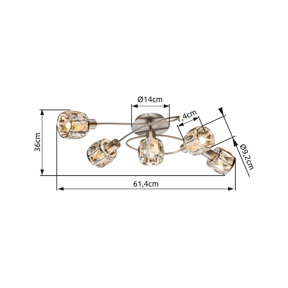 Deckenlampe Kris 5-Leicht-Nickel Globo 9007371369256