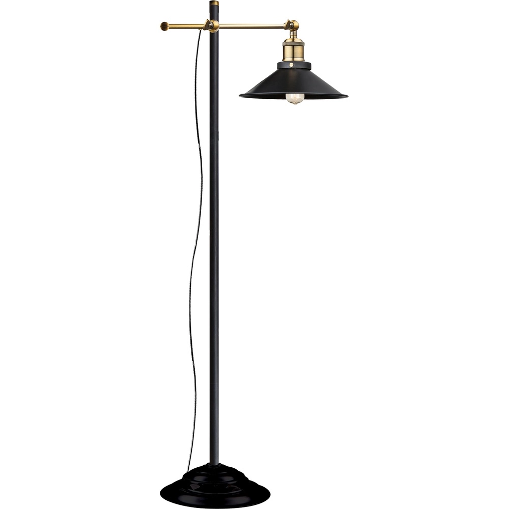 Industrie-Stehlampe Lenius Schwarz mit Gold