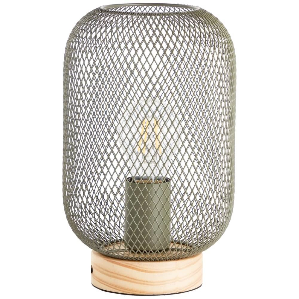 Grüne Tischlampe Giada mit Holz Brilliant 4004353354199