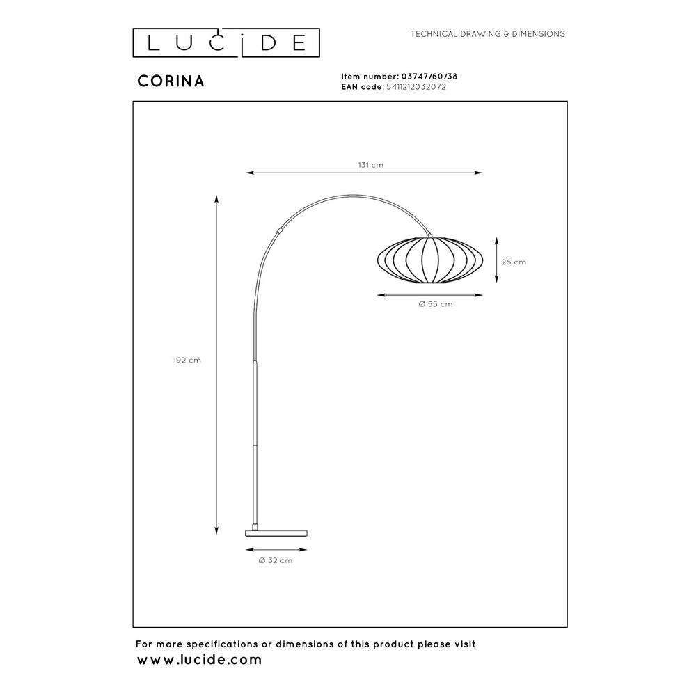 Lichtbogenlampe Corina Sandbraun Lucide 5411212032072