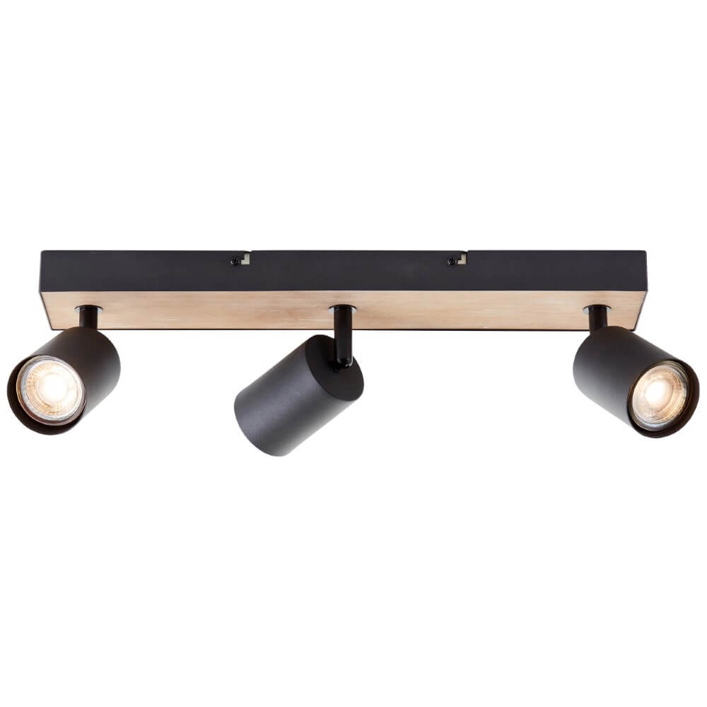 3-flammige Lampe Jello Wood schwarz mit Holz